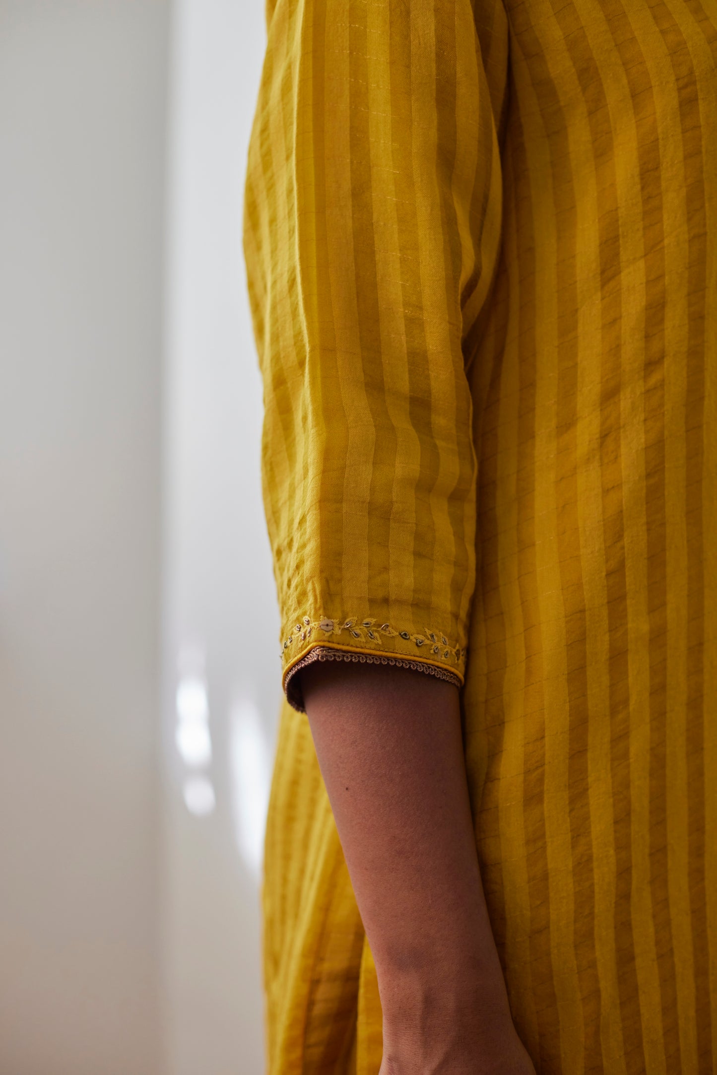 Anu Kurta in Yellow Patti Organza Silk with Pants