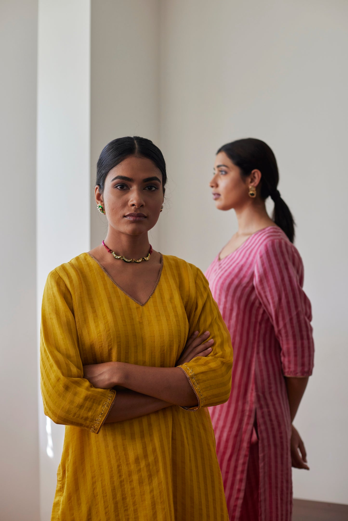 Anu Kurta in Yellow Patti Organza Silk with Pants