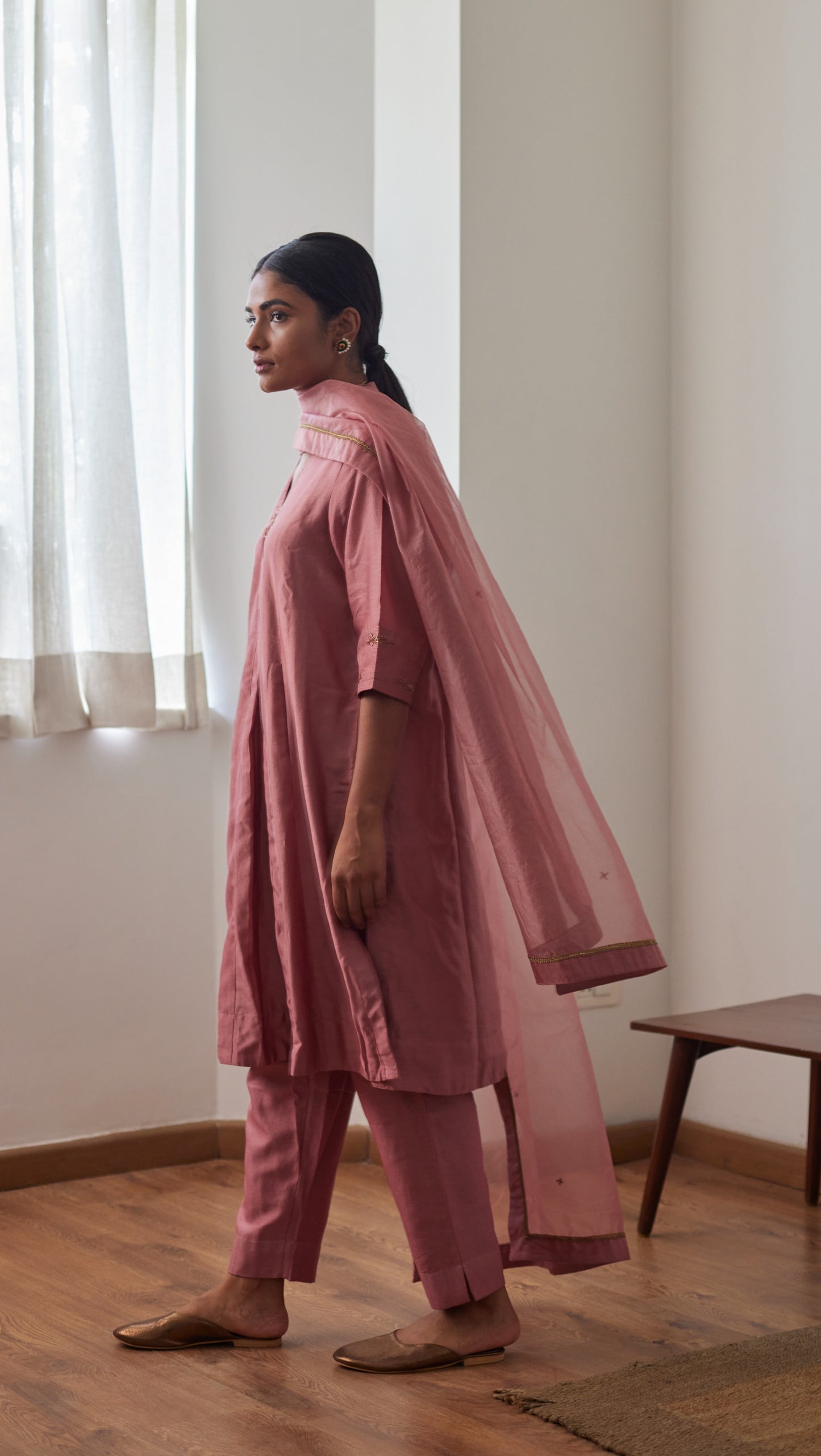 Organza Dupatta in Onion Pink