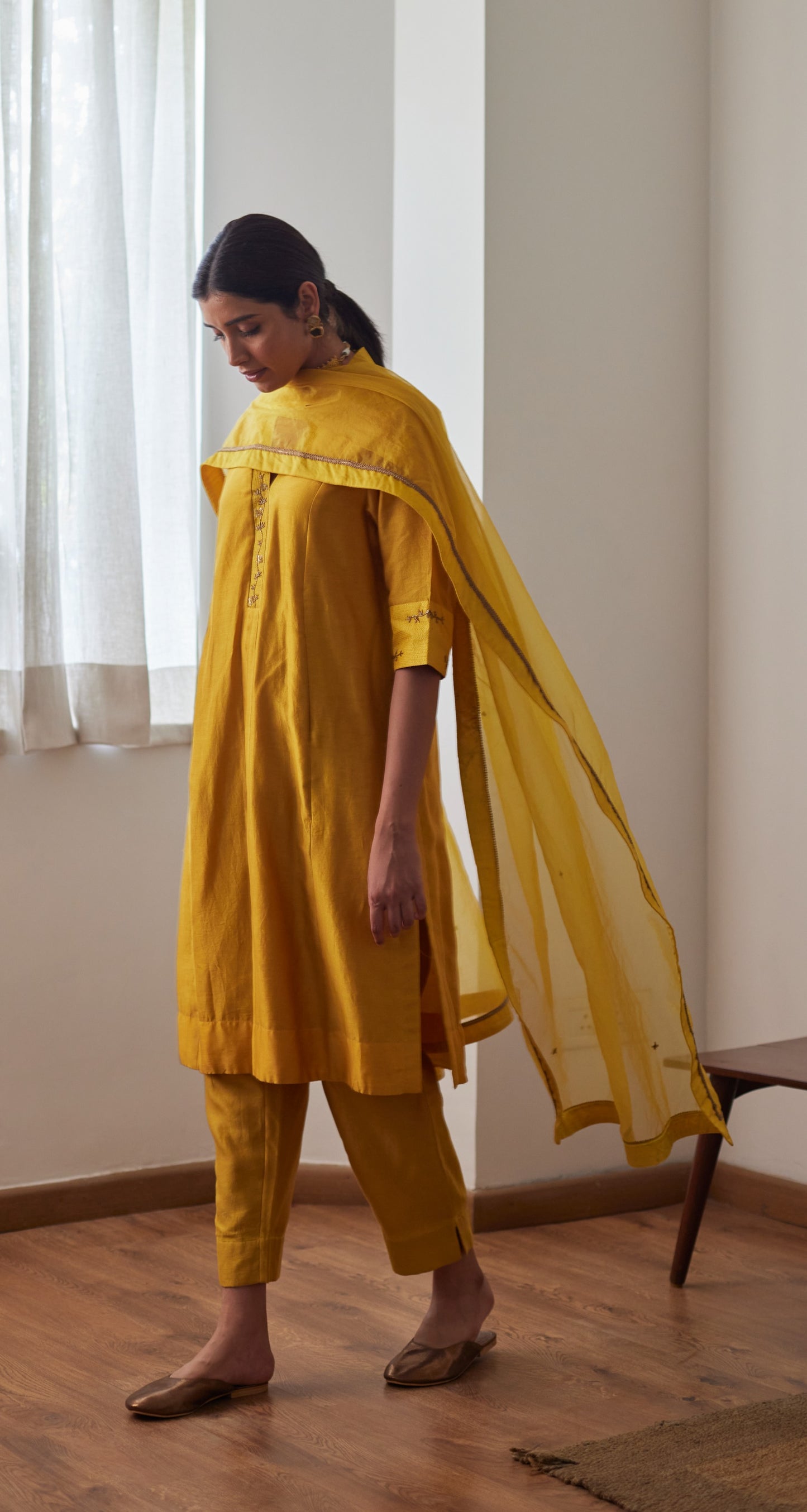 Organza Dupatta in Yellow