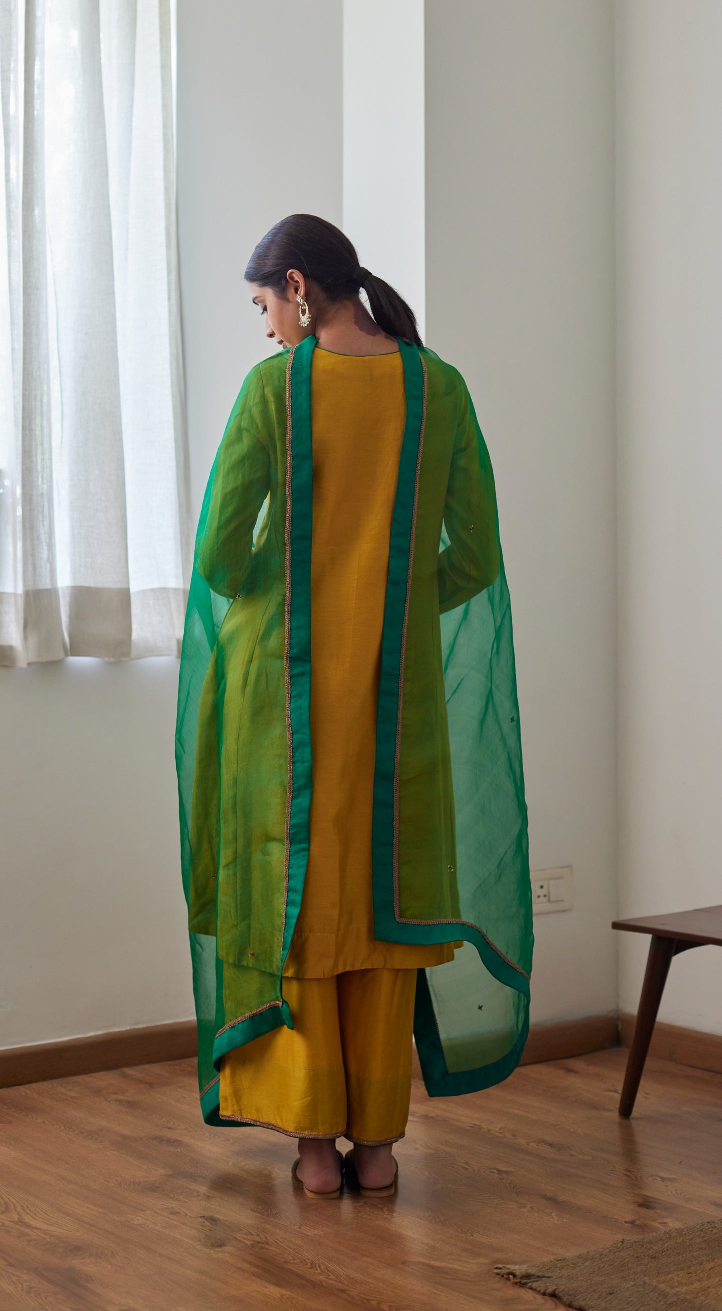 Organza Dupatta in Teej Green
