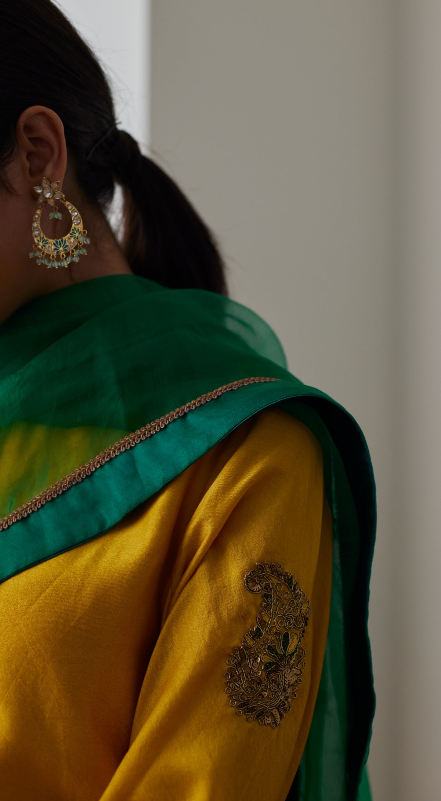 Angrakha Kurta in Yellow Chanderi with Chanderi Farsi