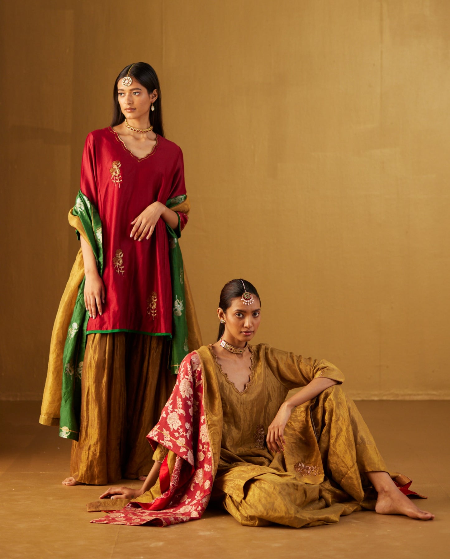 Tannu Kurta in Gold Tissue with Gold Sharara