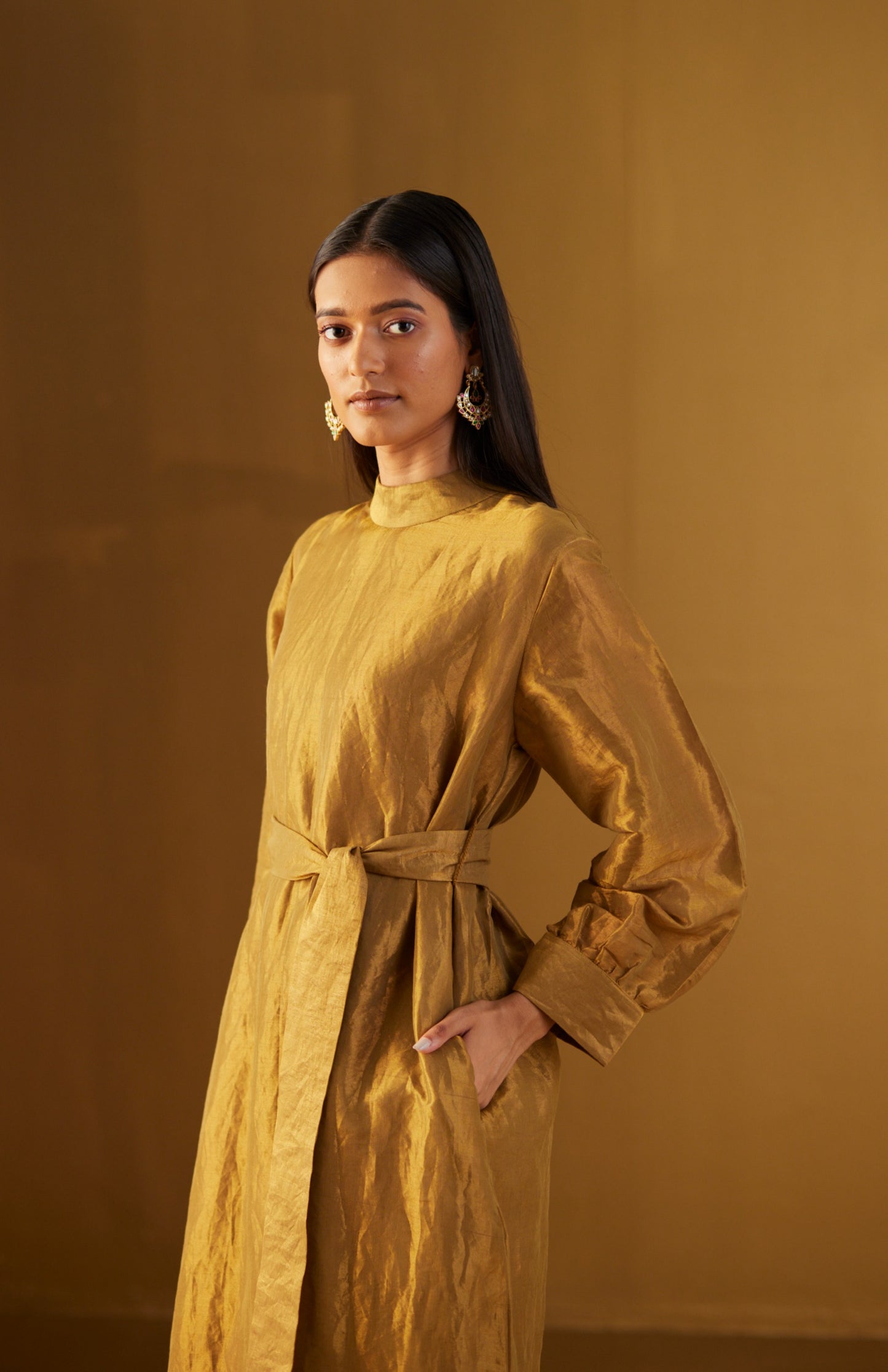 Rina Polo Dress in Gold with Gold Pant