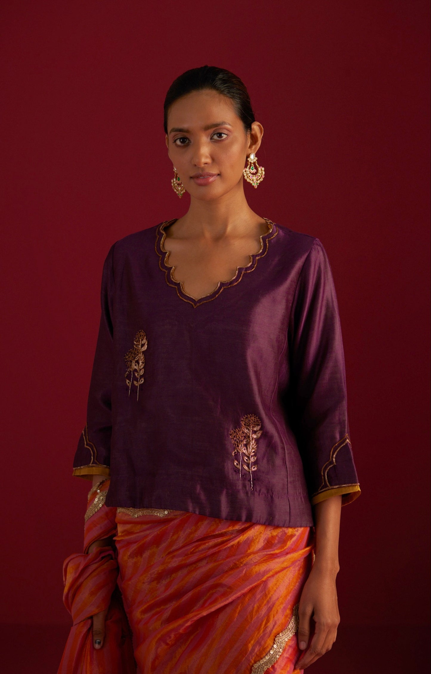 Tannu Blouse in Purple Chanderi