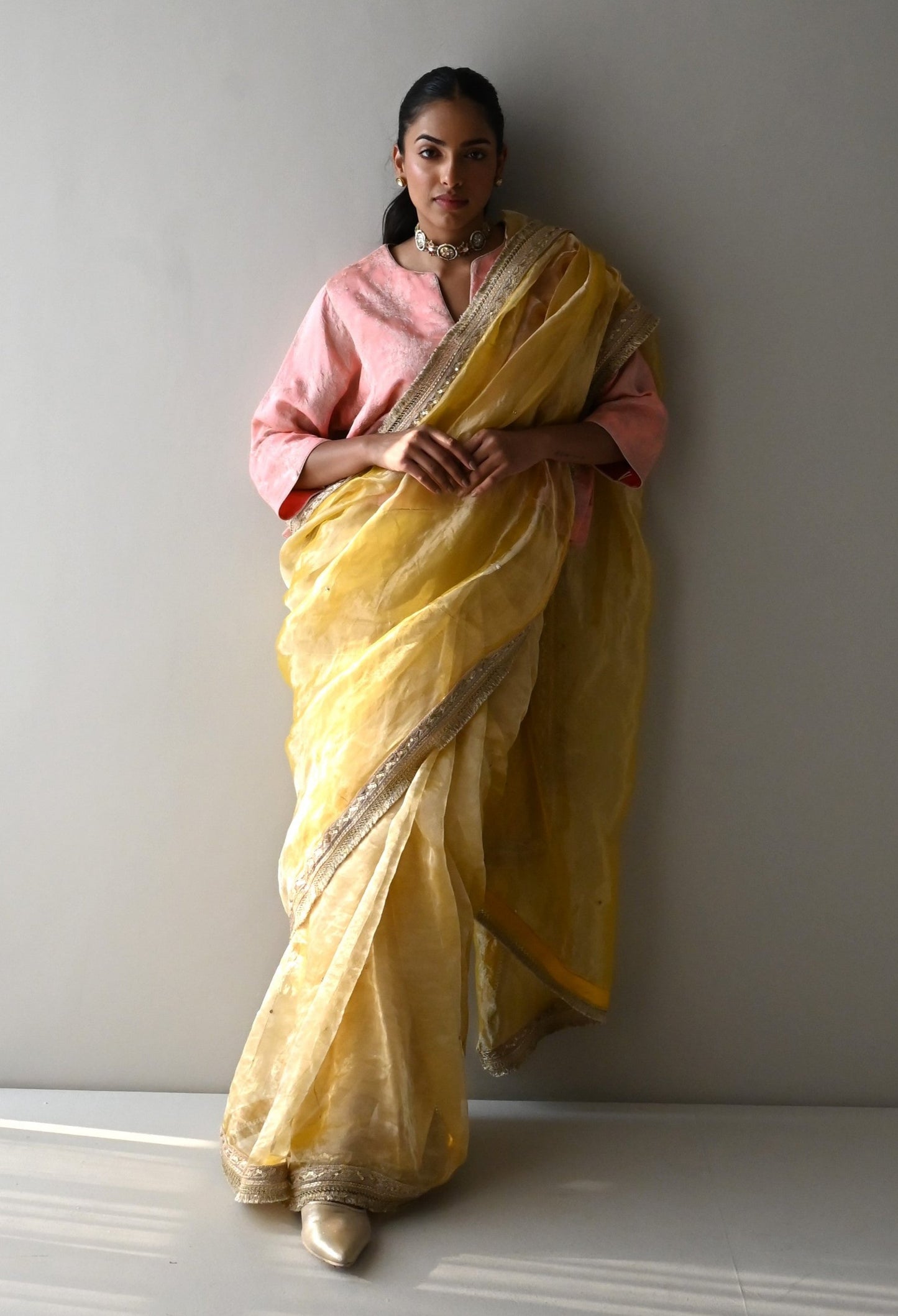 Sumi Saree in Yellow Organza Tissue