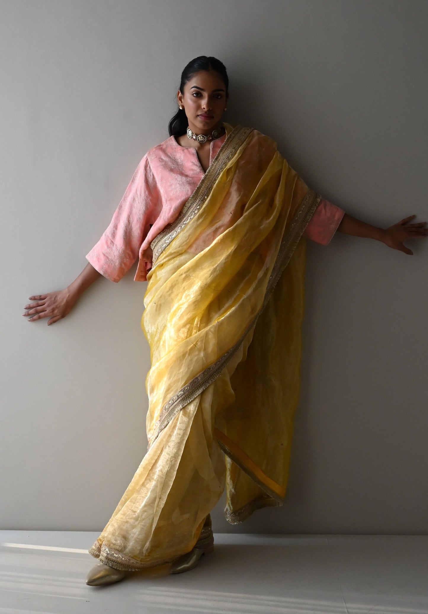 Sumi Saree in Yellow Organza Tissue