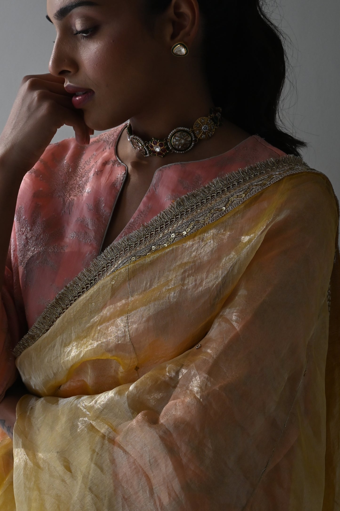 Sumi Saree in Yellow Organza Tissue