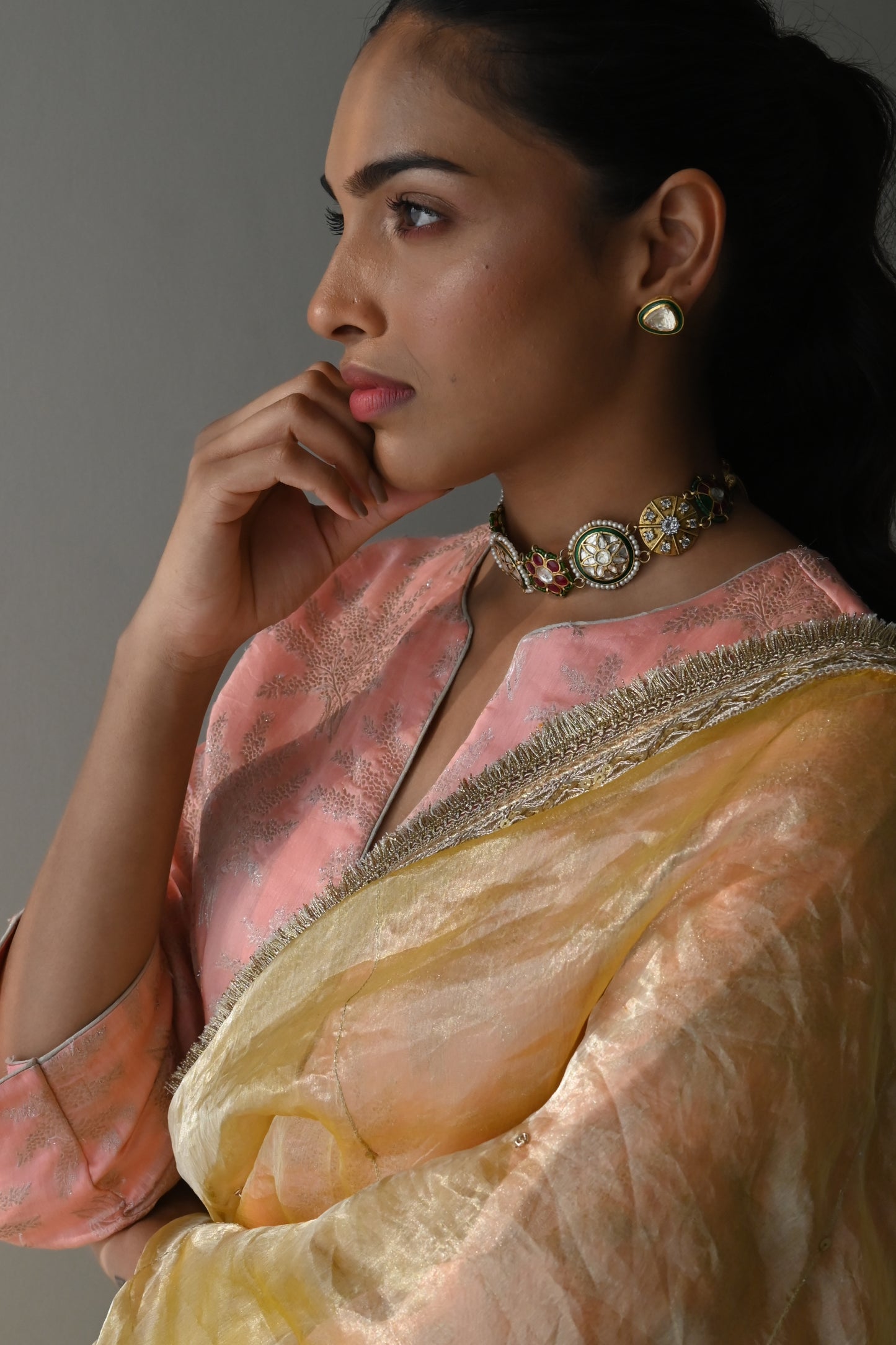 Sumi Saree in Yellow Organza Tissue