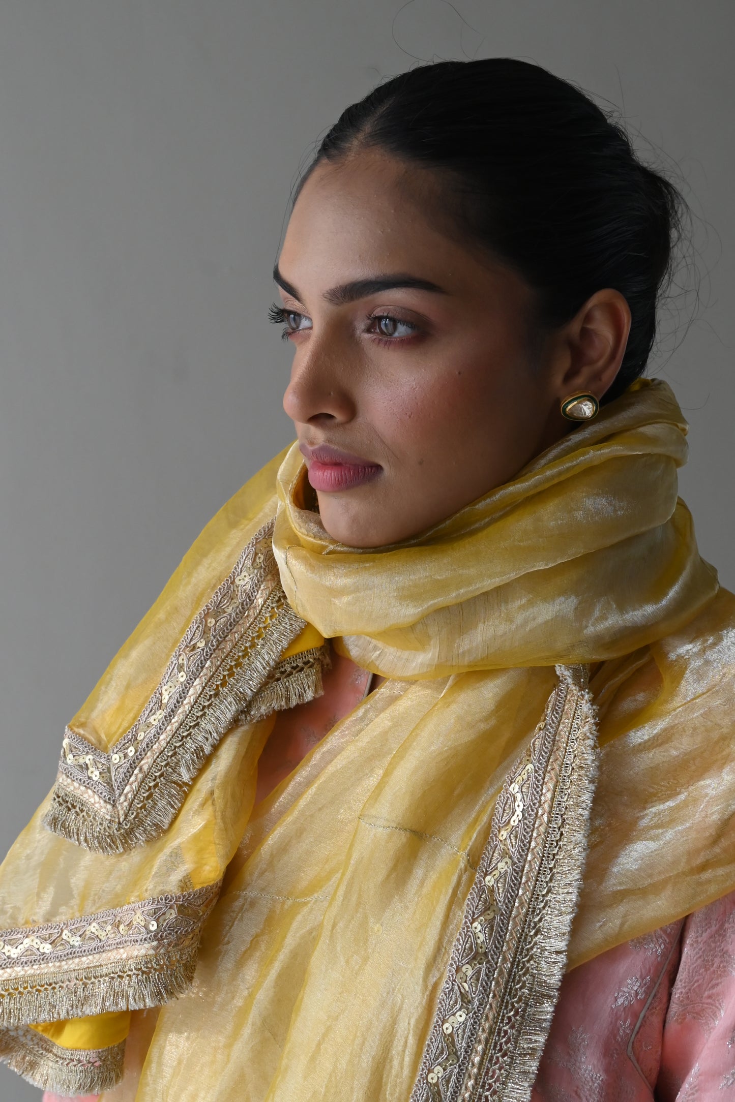 Sumi Saree in Yellow Organza Tissue