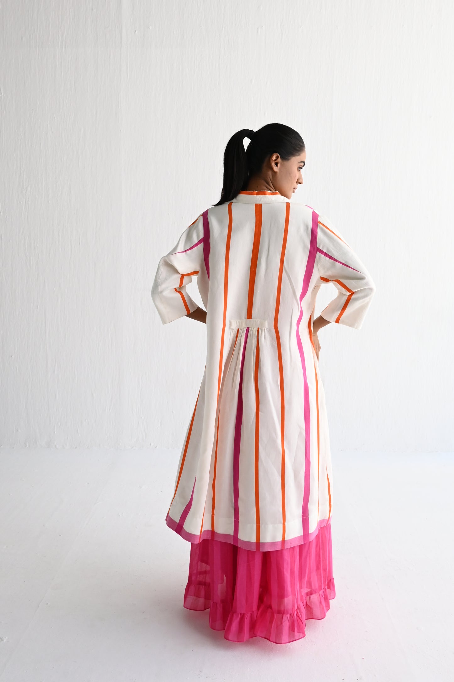 Sally Jacket Pink & Orange Silk Stripes/ one left !