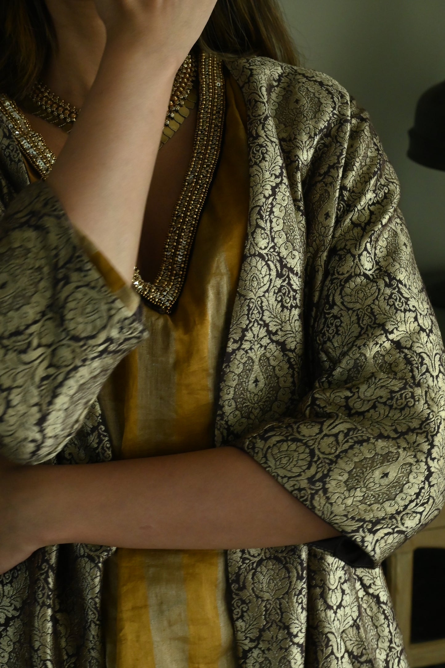 Judy Jacket in Brown Brocade