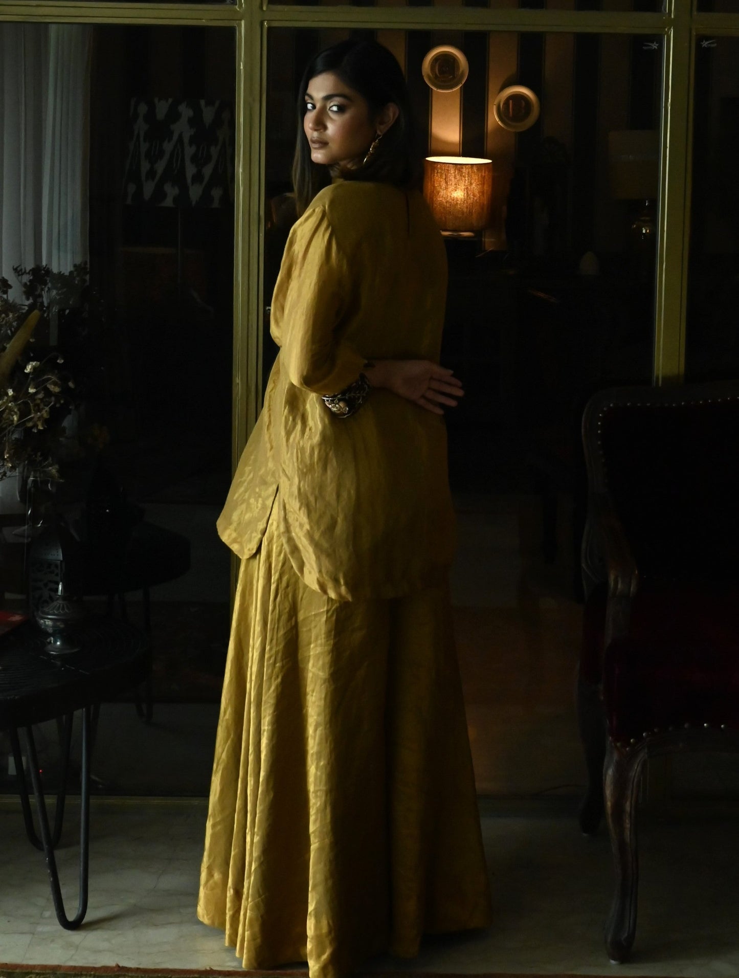 Megan Kurta in Vintage Gold Tissue with Tissue Garara