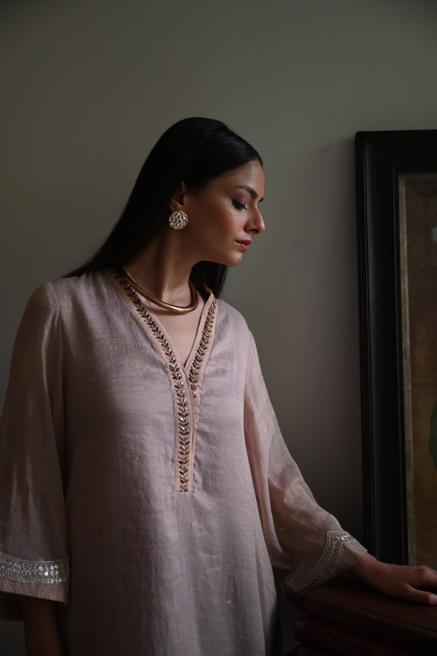 Jhilmil Tilla kurta in Mauve with Mauve Pant
