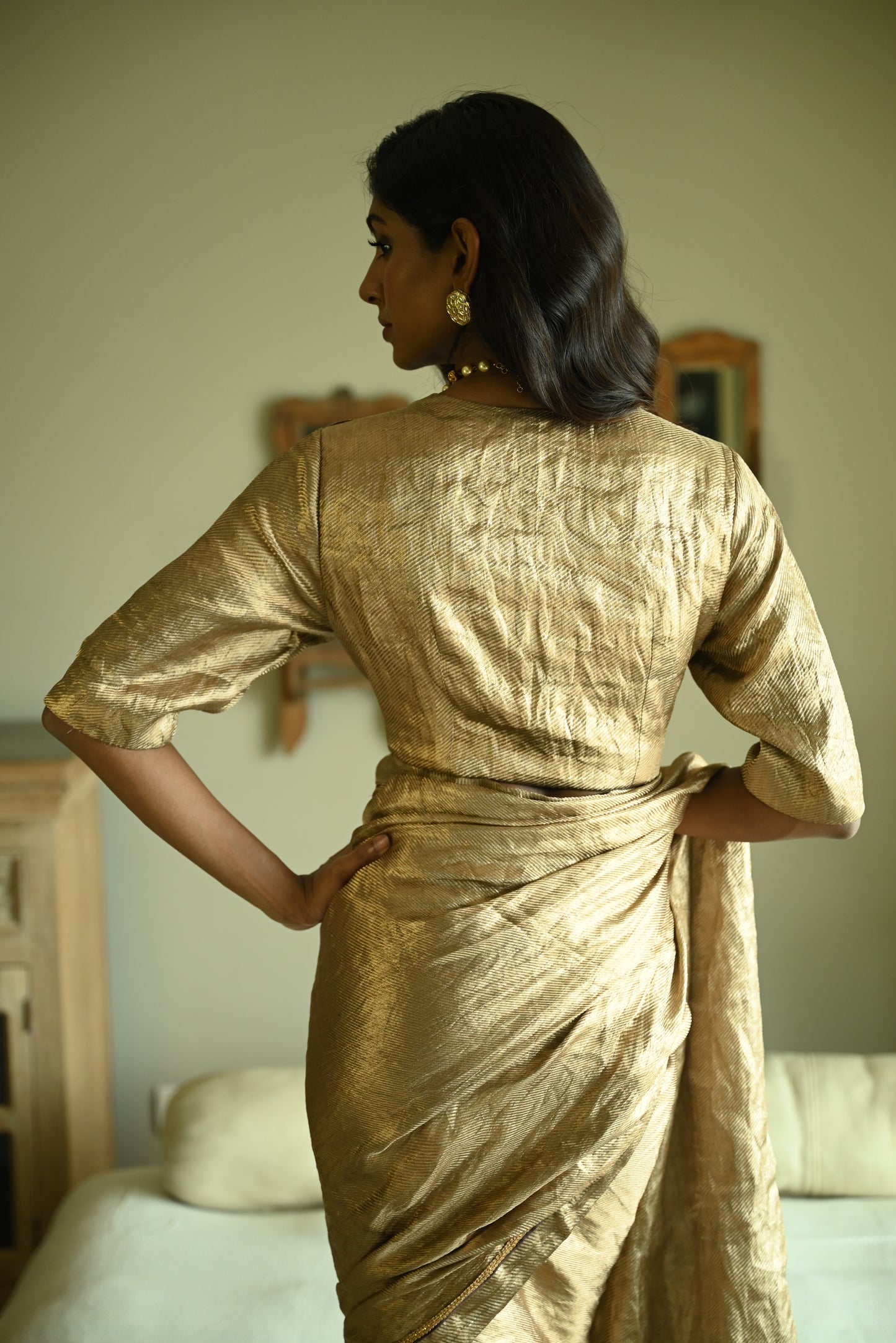 Sona Blouse in Gold Brocade