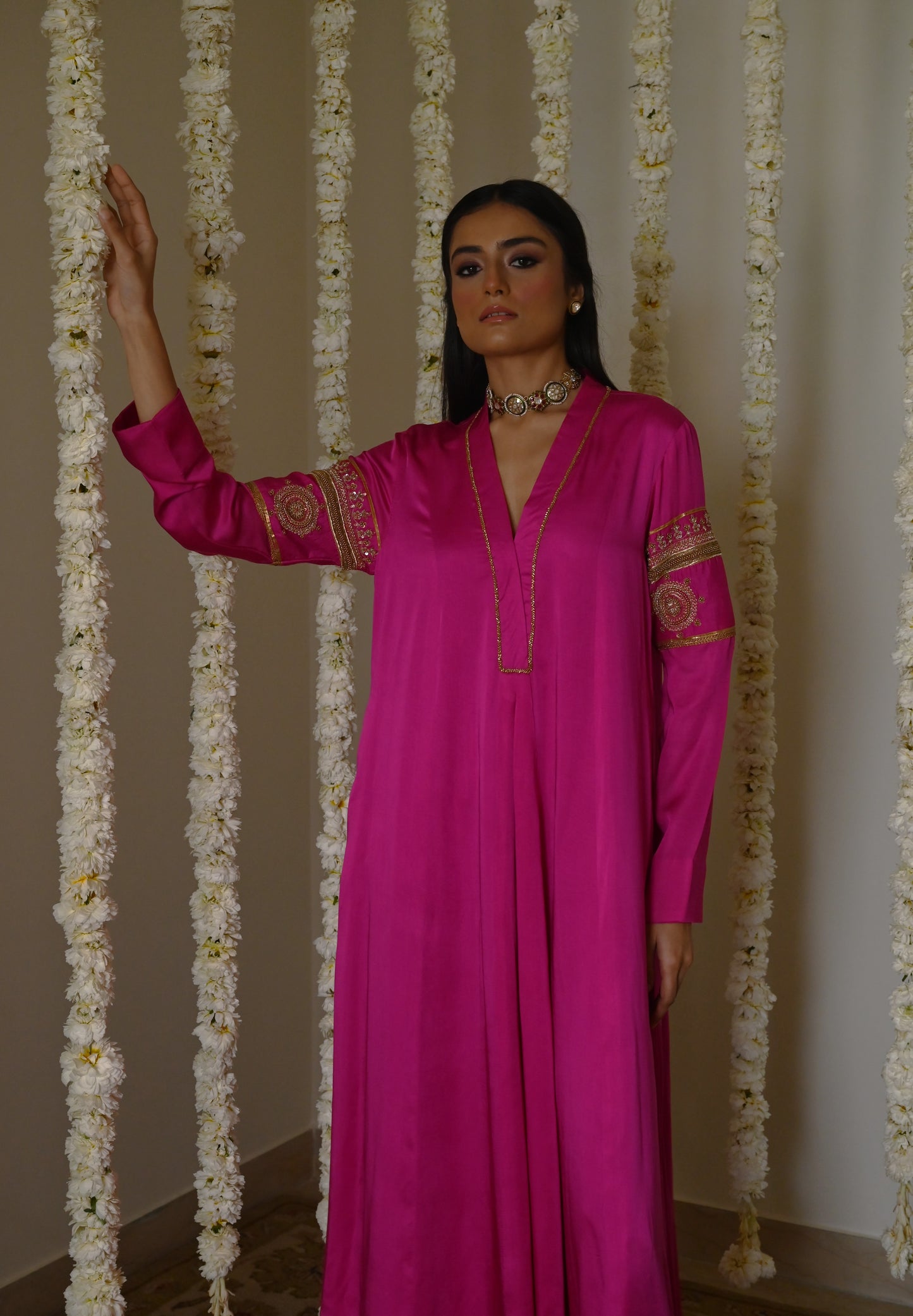 Sushma Anarkali in Hot Pink Satin Silk