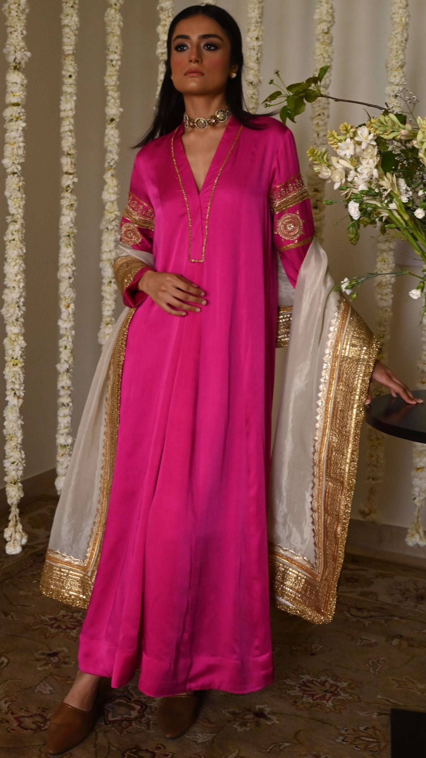 Amal Dupatta in Ivory Tissue.