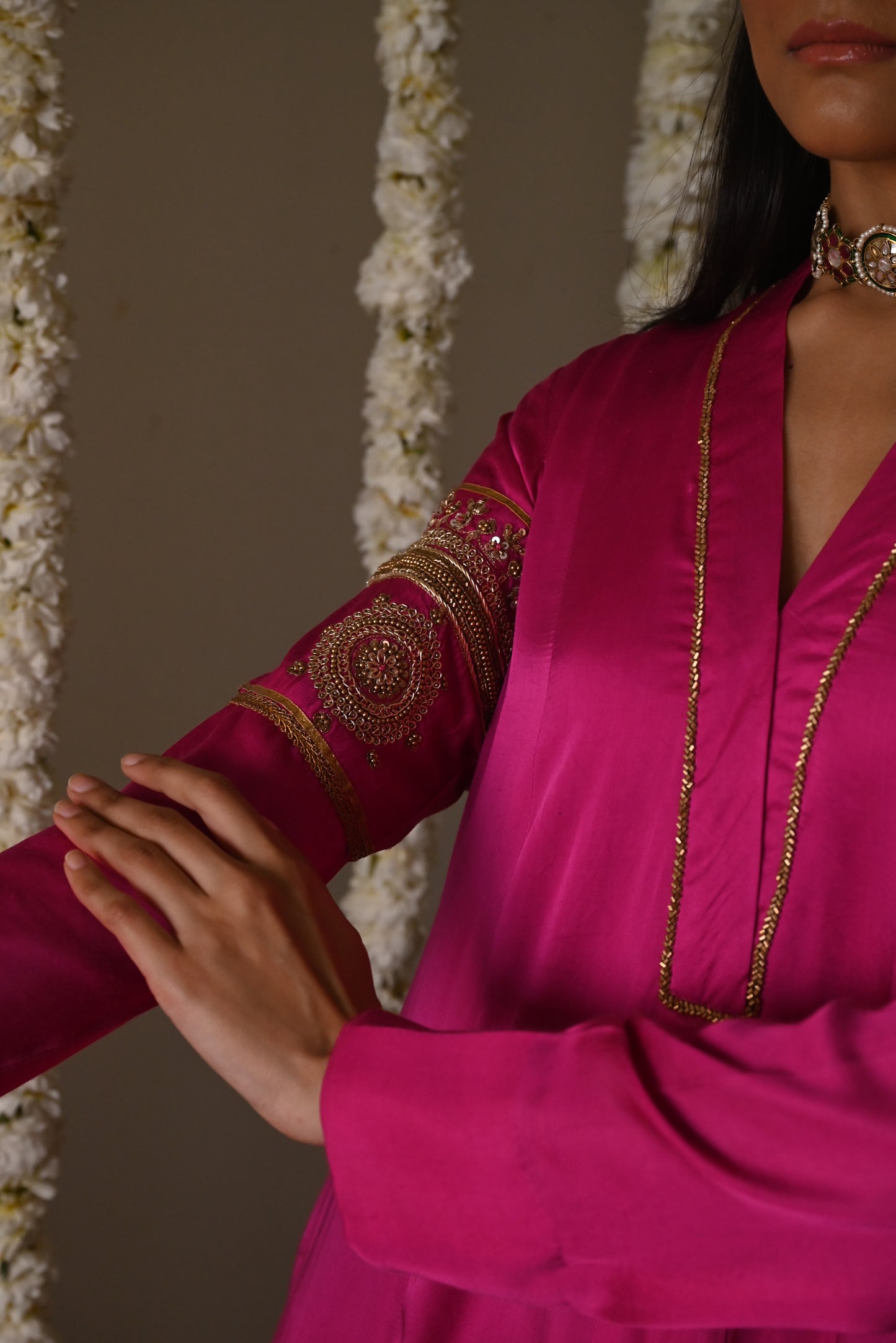 Sushma Anarkali in Hot Pink Satin Silk