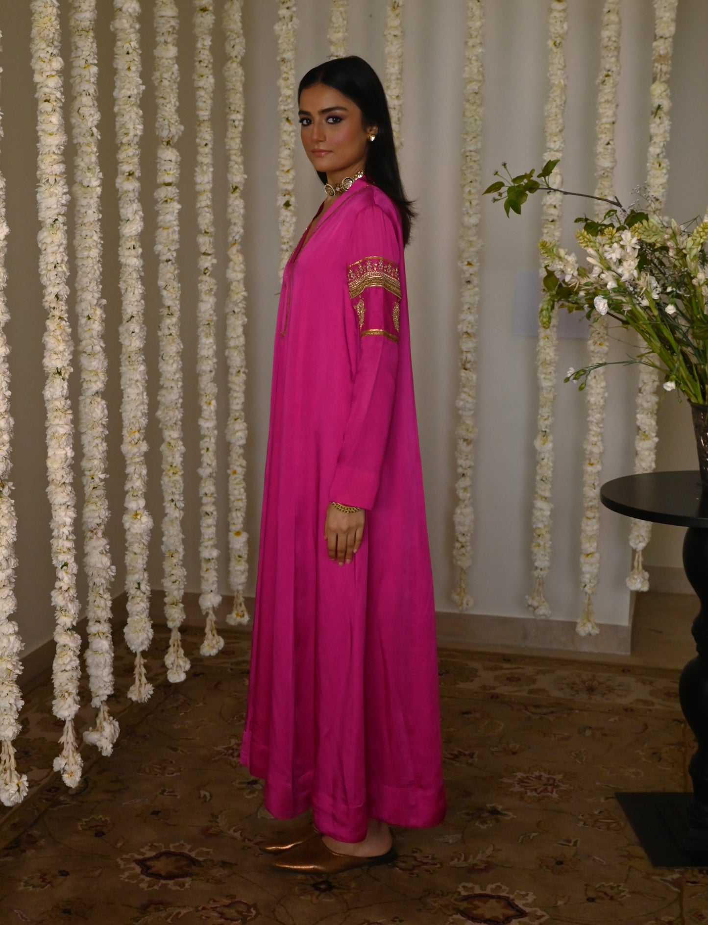 Sushma Anarkali in Hot Pink Satin Silk