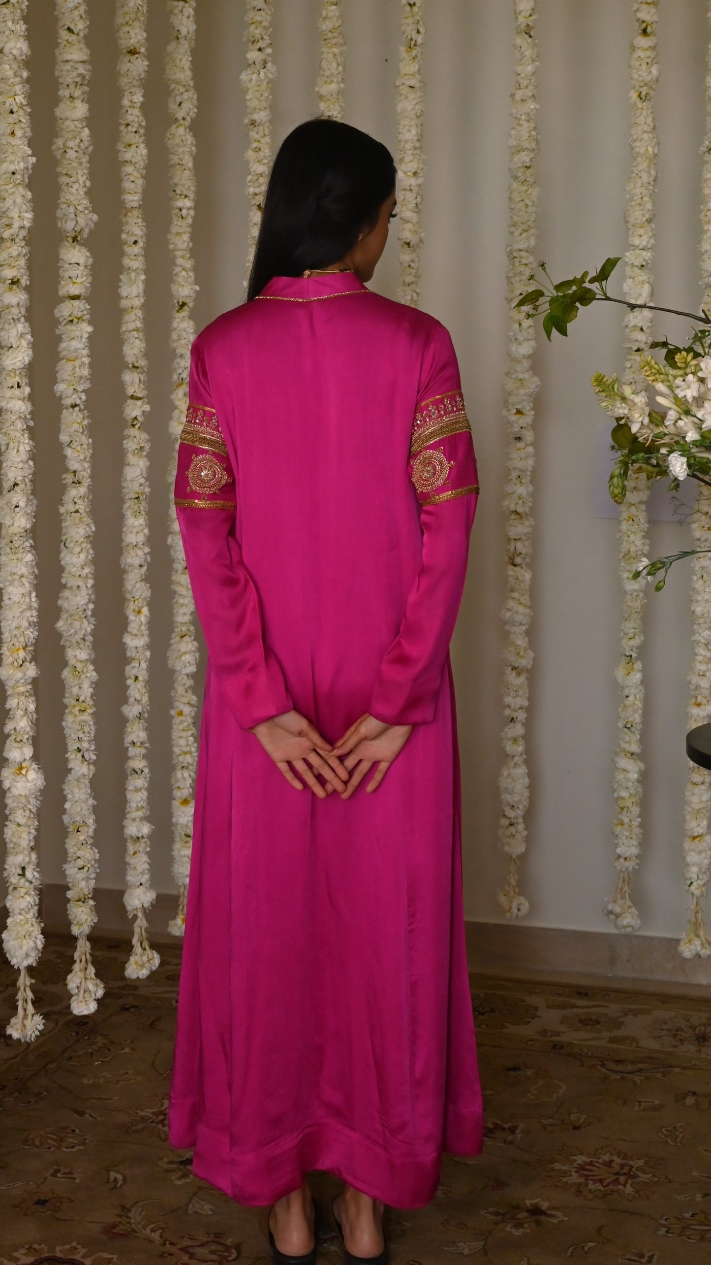 Sushma Anarkali in Hot Pink Satin Silk