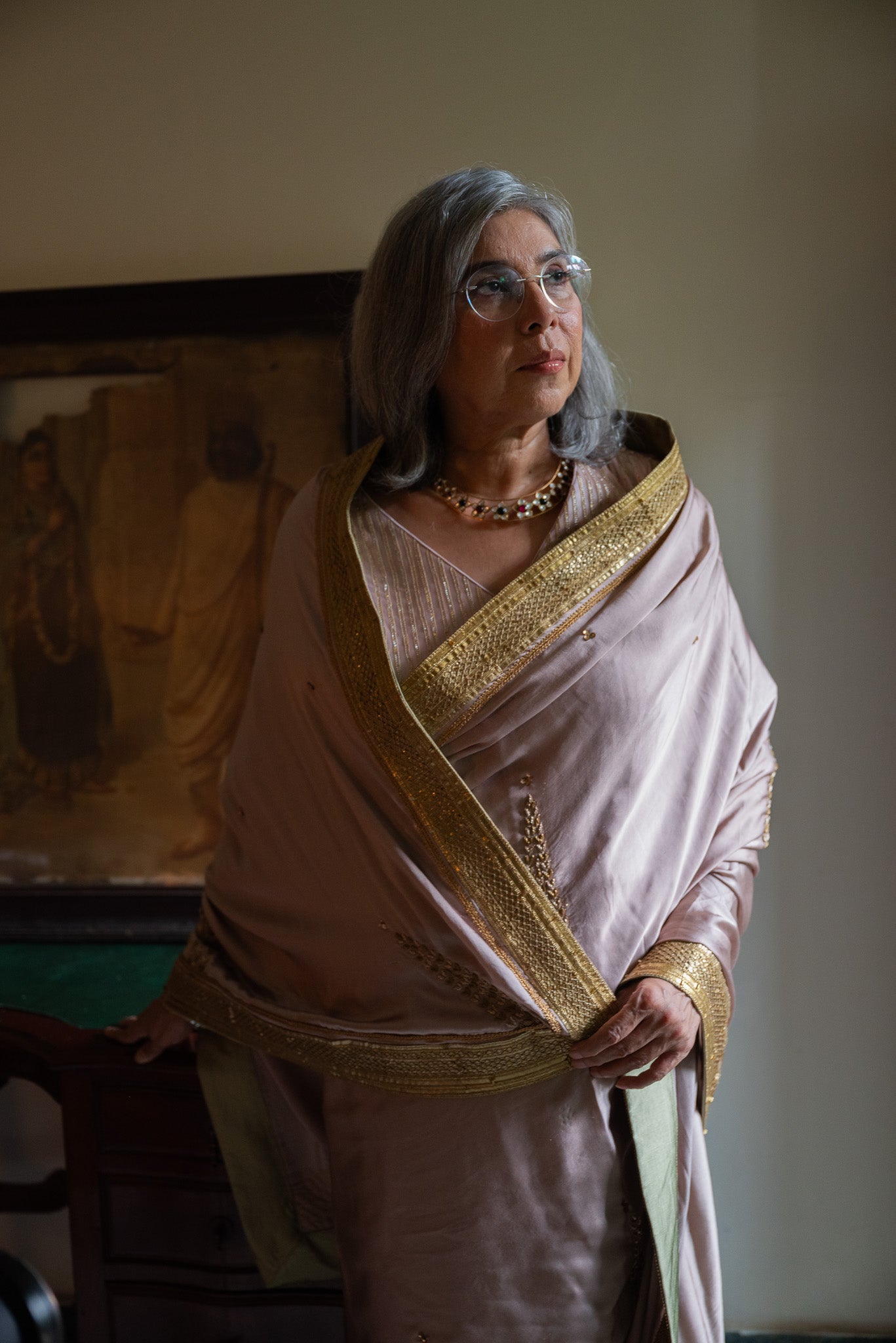 Jhimil Bundi Blouse in Ash Pink CC Gota