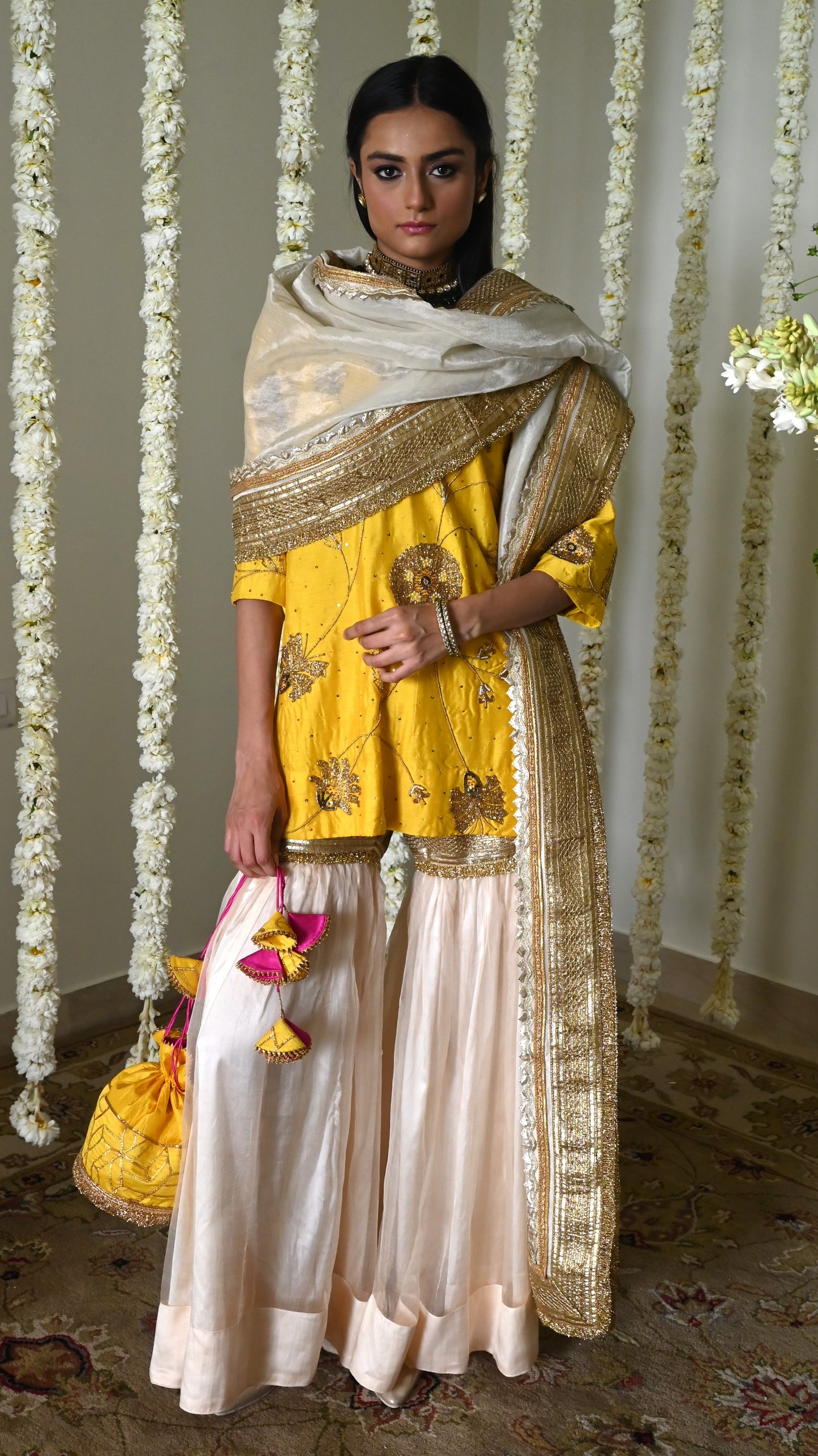 Amal Dupatta in Ivory Tissue.