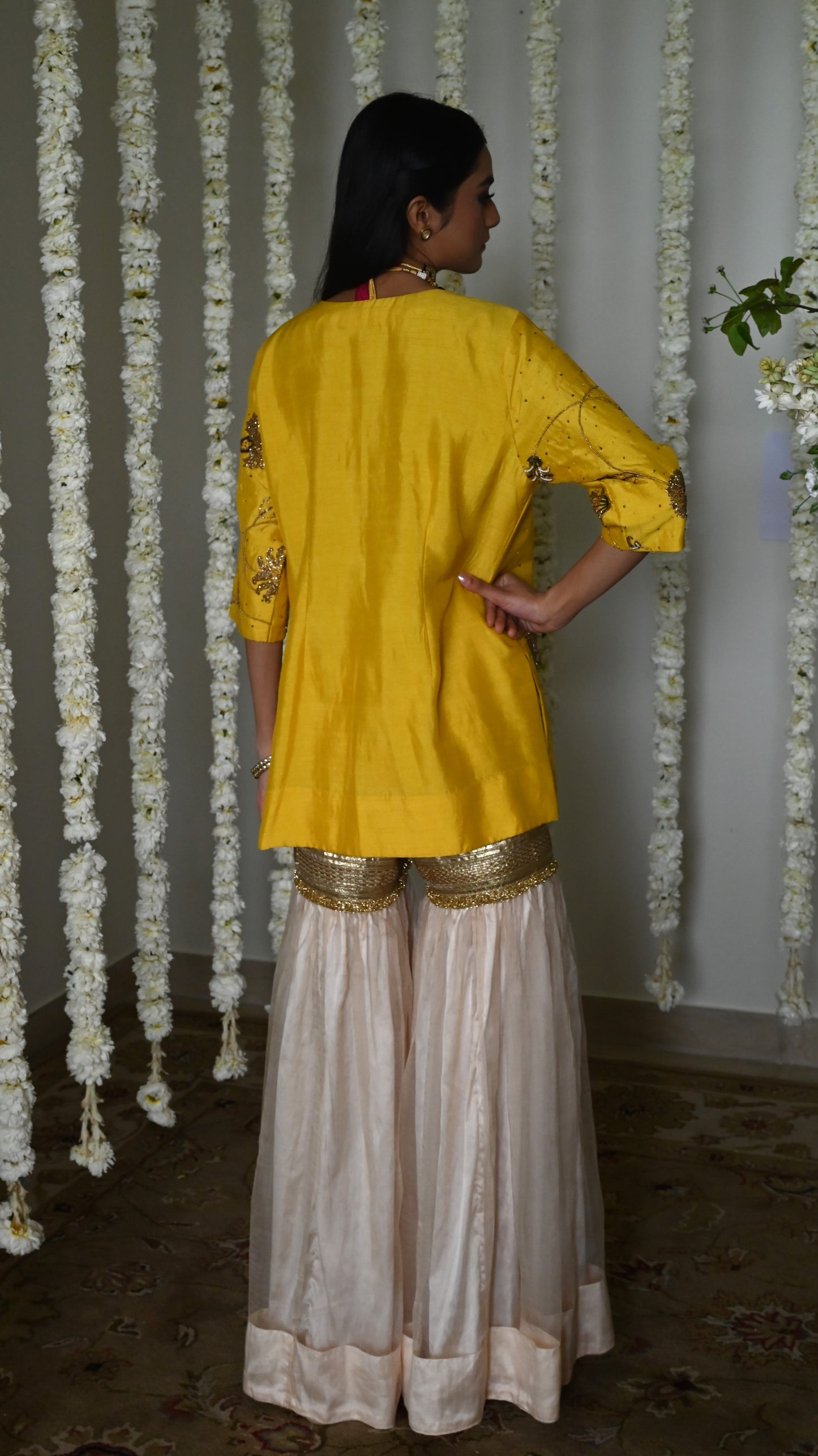 Jahan Ara kurta in Yellow with Sharara