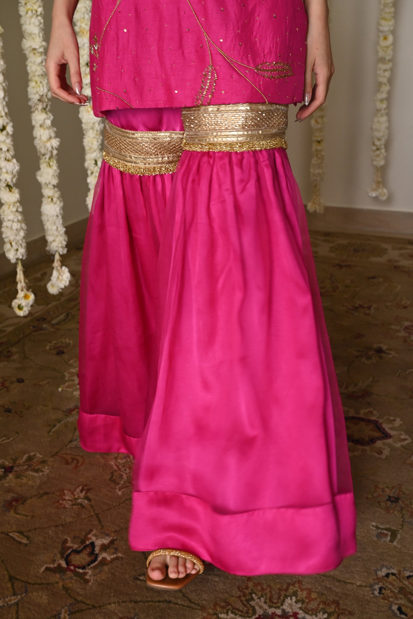 Jahan Ara kurta in Hot Pink with Sharara