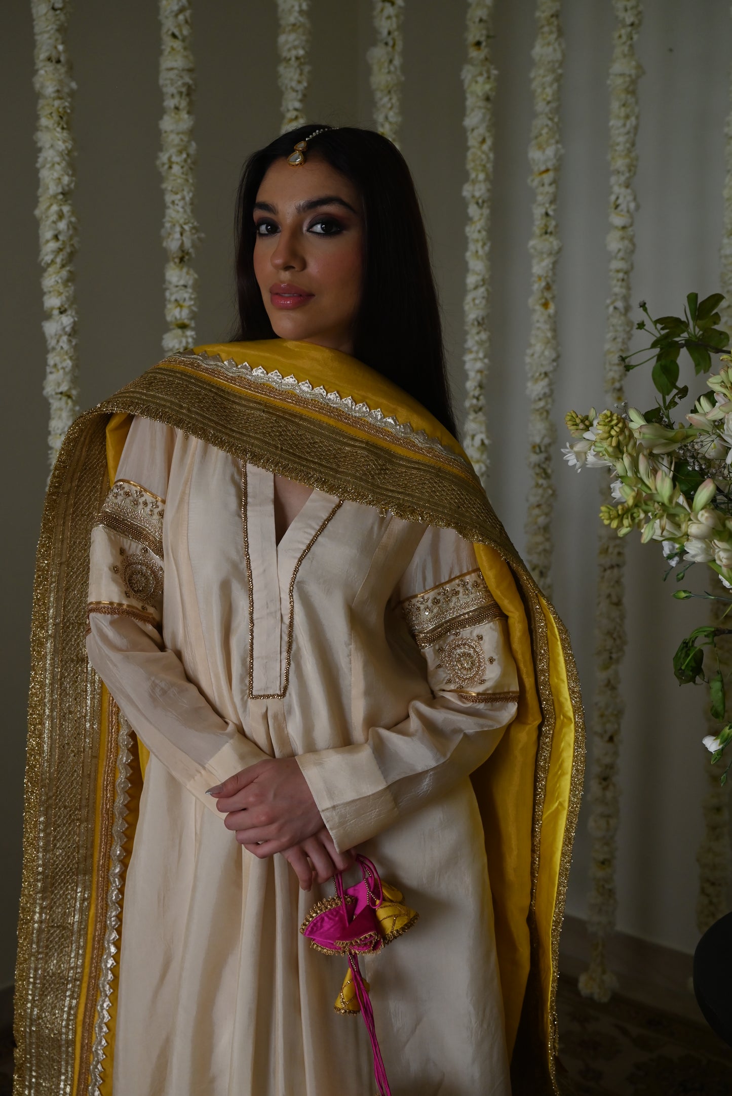 Amal Dupatta in Yellow Tissue