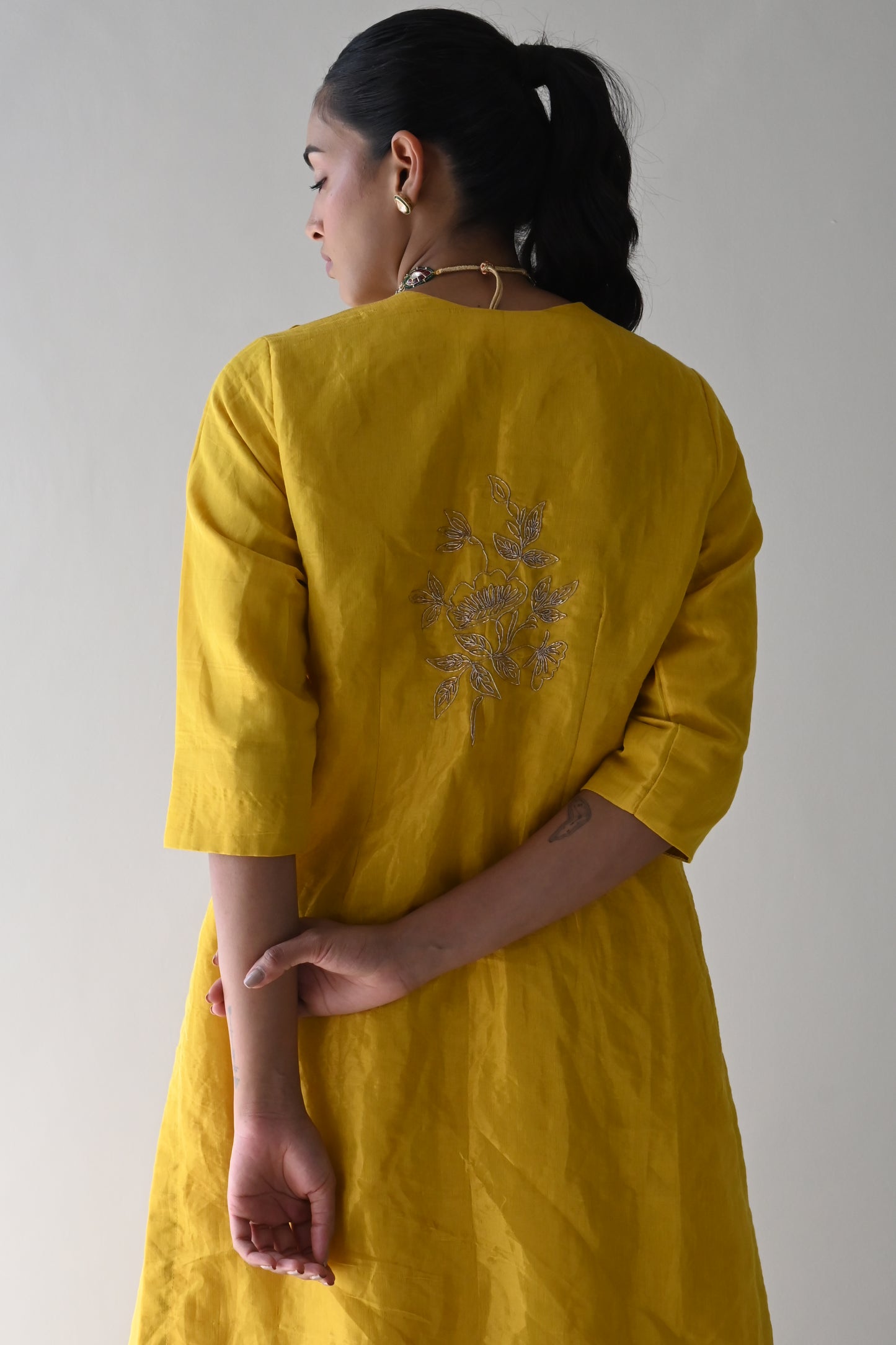 Gulaab lehenga set in Yellow Handloom Tissue