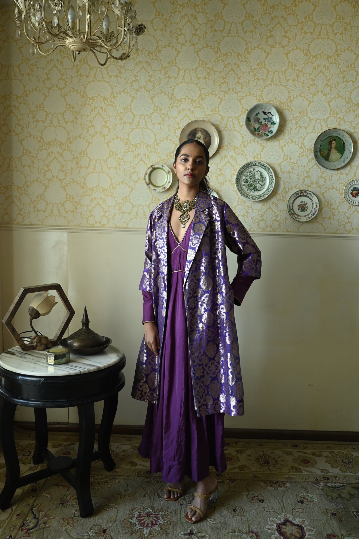 Shally Jacket in Purple Gujrat Brocade