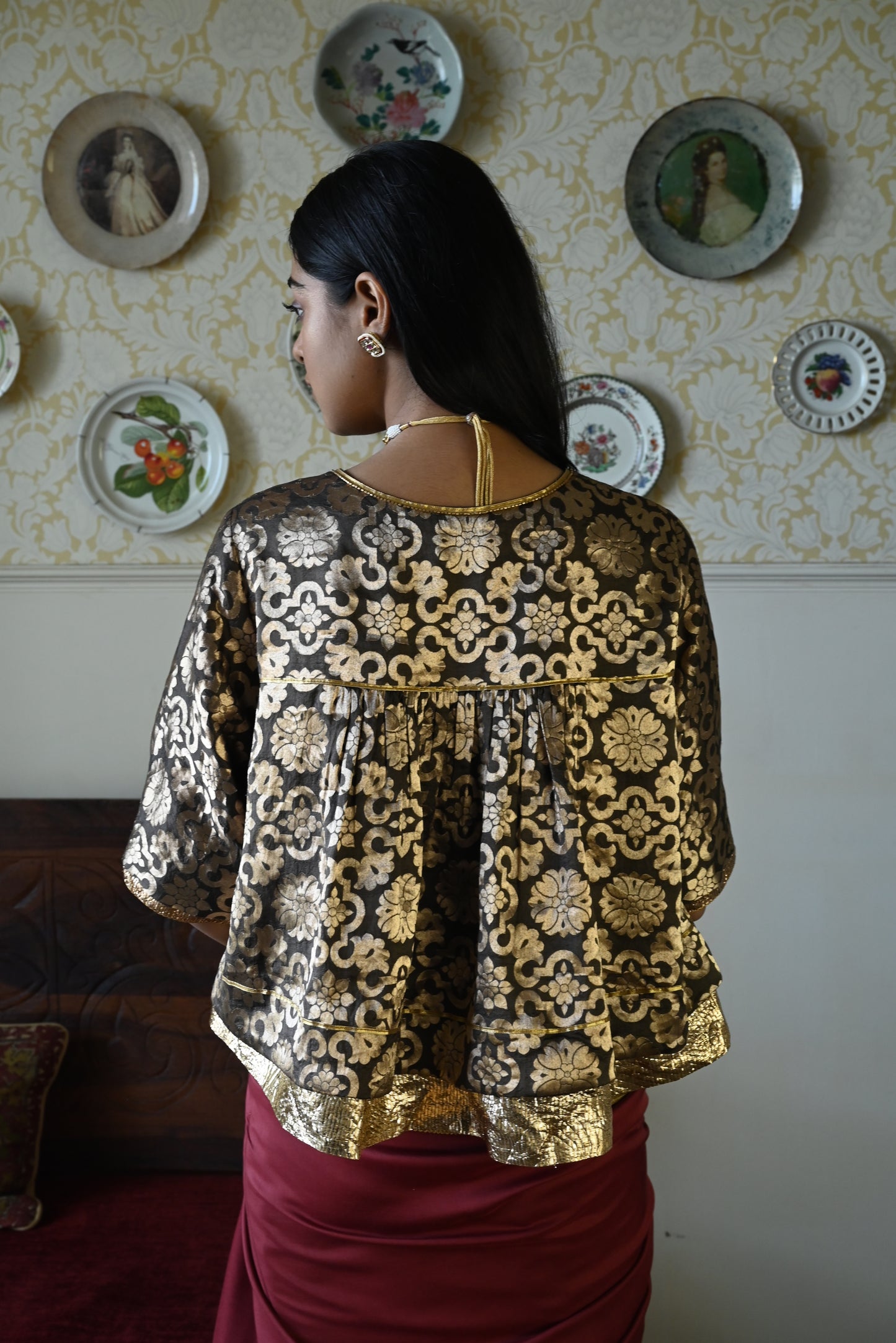 Kediya Blouse in Brown Gujrat Brocade