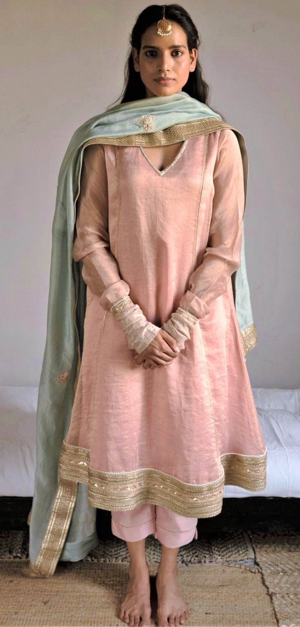 Dupatta in Pale Blue Chanderi