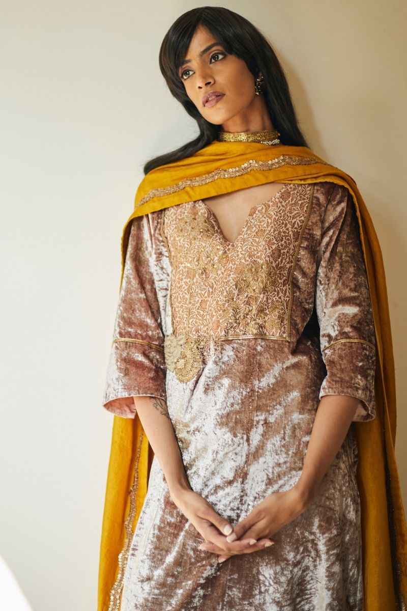 Full Size Dupatta In Mustard Mulberry Silk