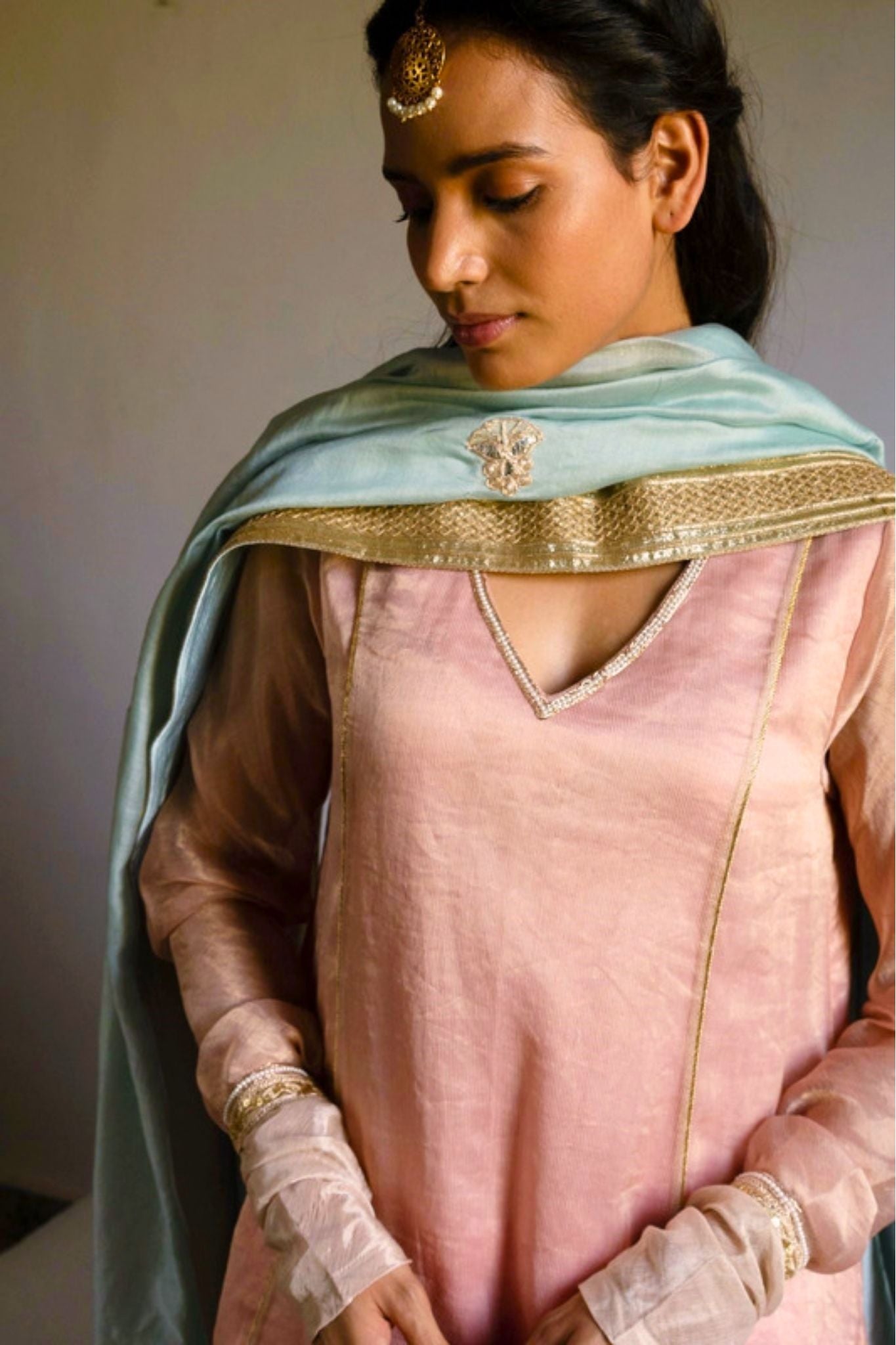 Dupatta in Pale Blue Chanderi