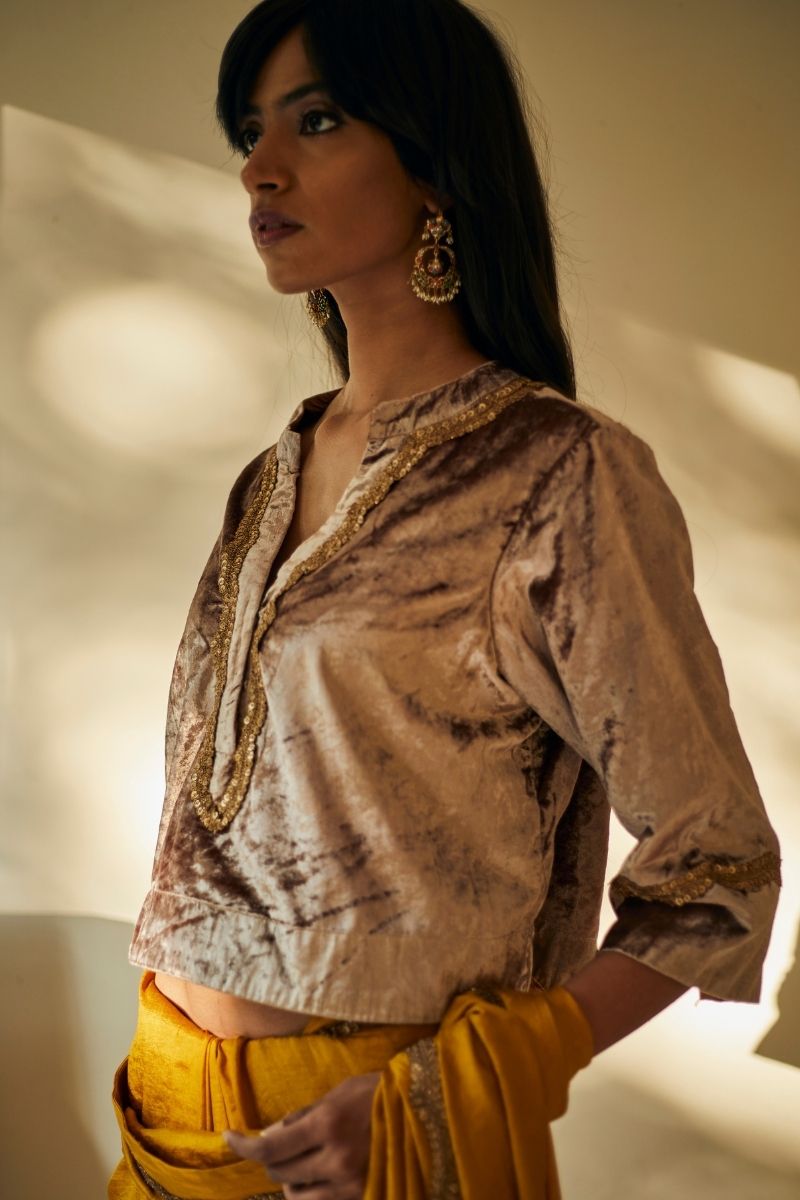 Manju Sari In Mustard Mulberry Silk