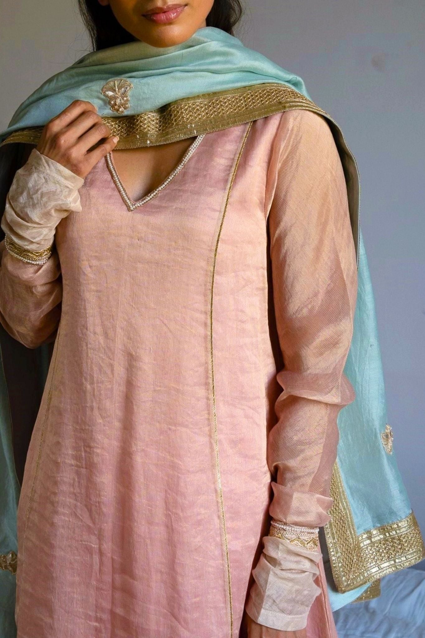 Dupatta in Pale Blue Chanderi