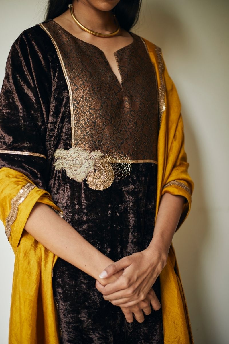 Full Size Dupatta In Mustard Mulberry Silk