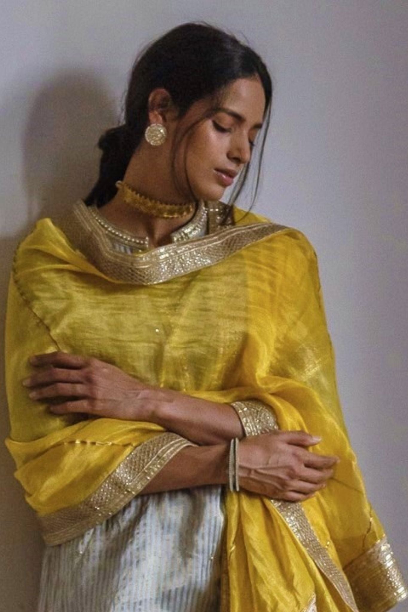 Noor kurta in Pale Blue Handloom Tissue with pants