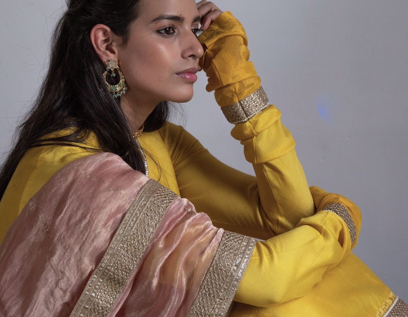 Anu kurta in Yellow Chanderi with pants