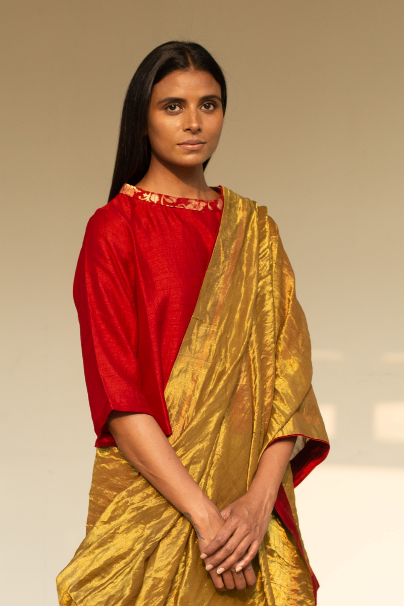 Banarasi Blouse In Red Silk