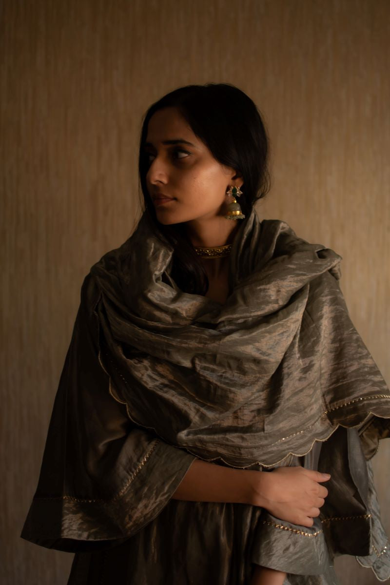 Maxi Kurta In Green tissue with pants