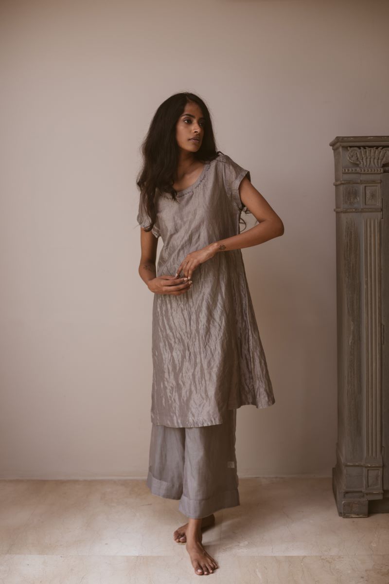 HK tunic with organza palazzo (Set of 2)