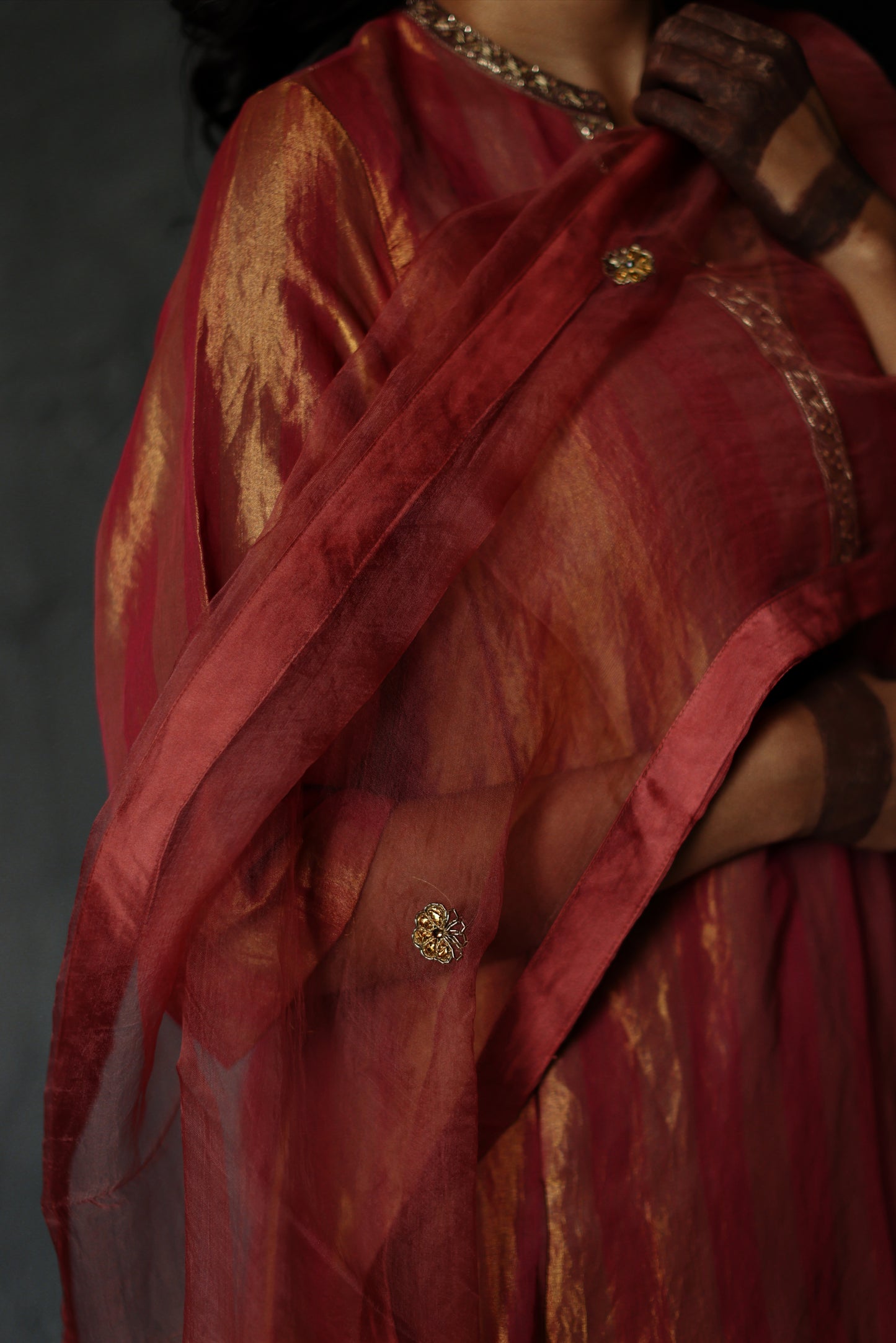 Dupatta in Amethyst Pink Silk Organza