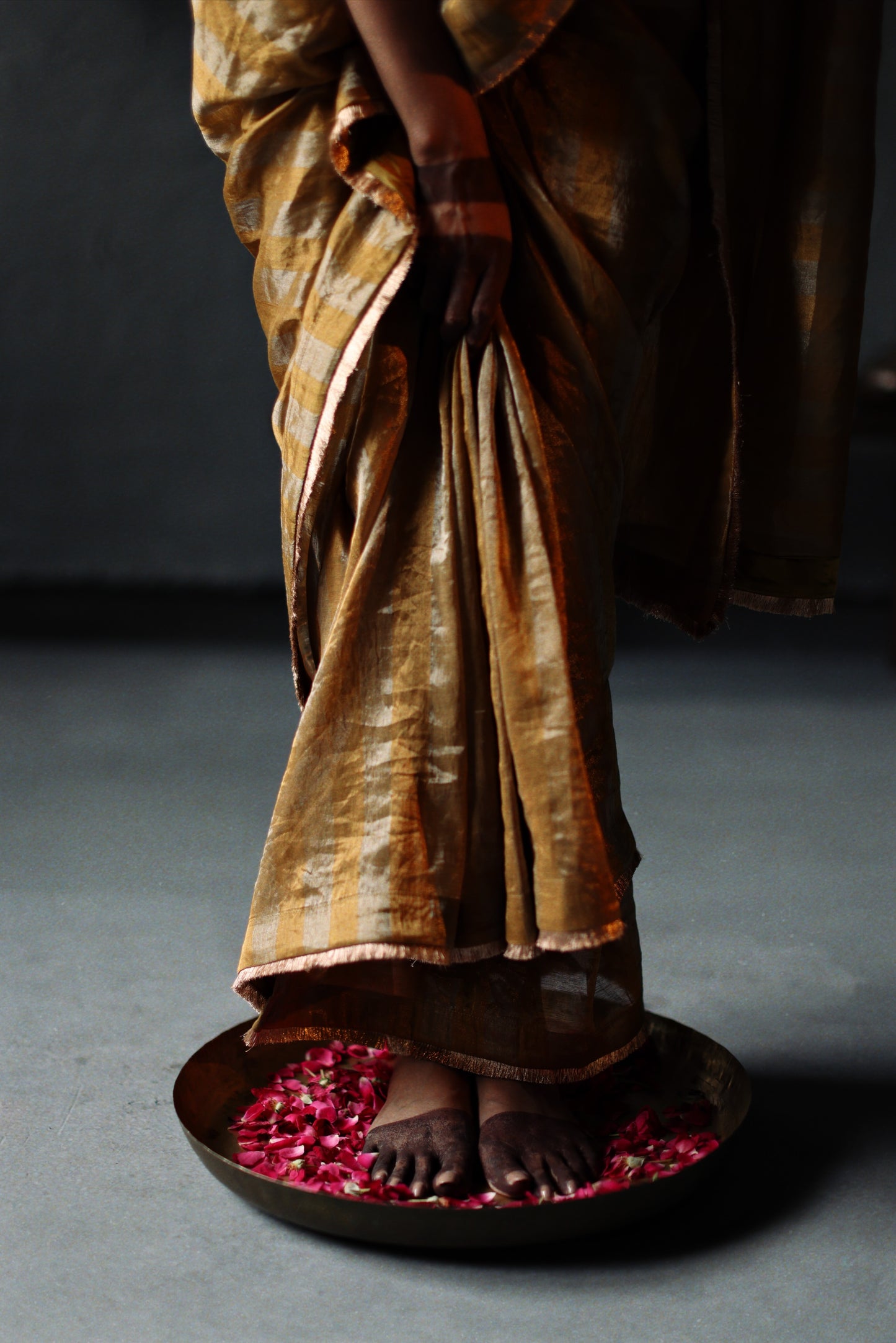 Sari in Vintage Gold Tissue Stripes