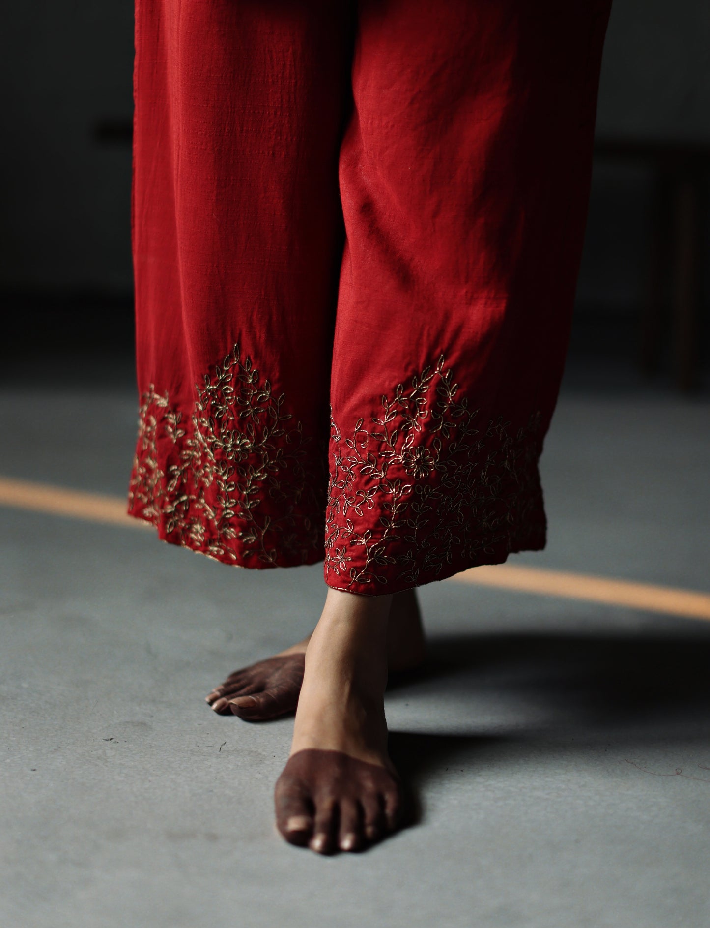 Anisa Kurta in Garnet Purple Silk with Farshi