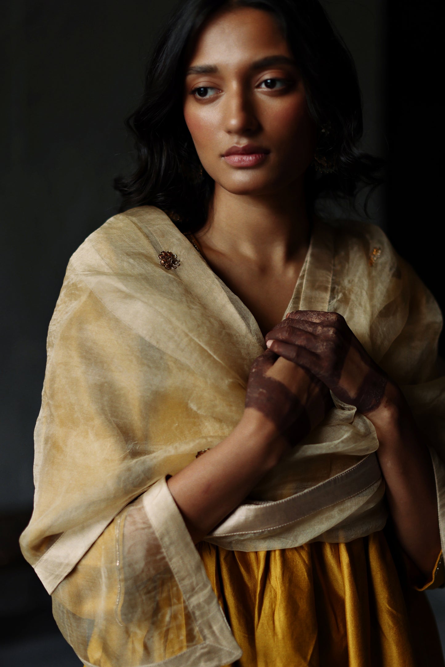 Dupatta in Pearl White Silk Organza