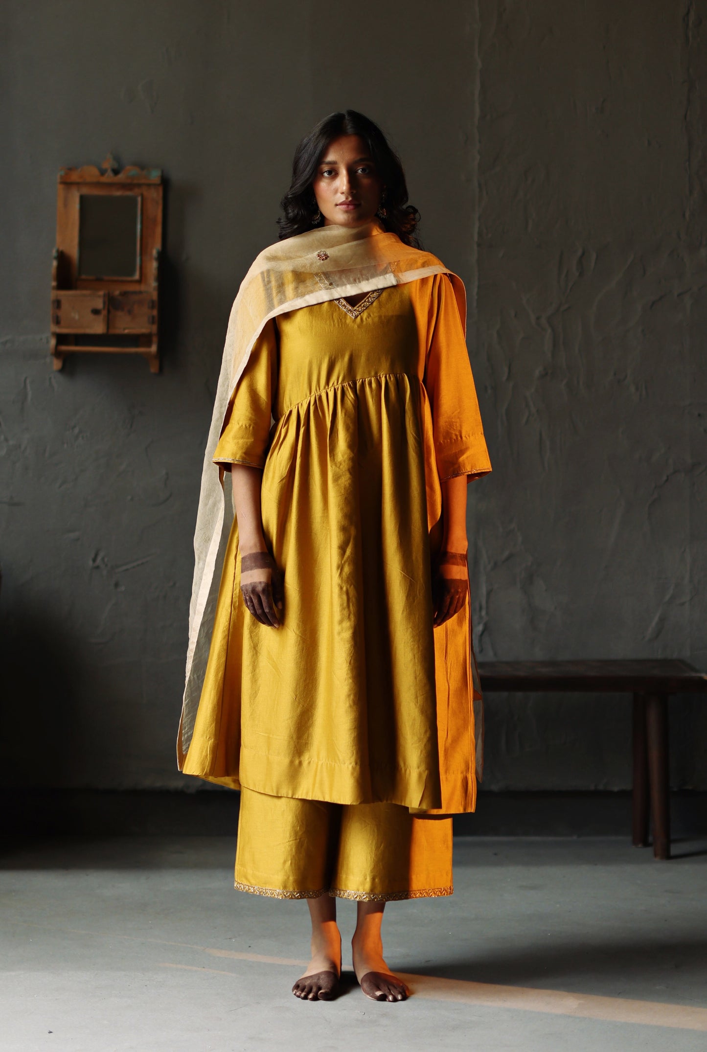 Dupatta in Pearl White Silk Organza