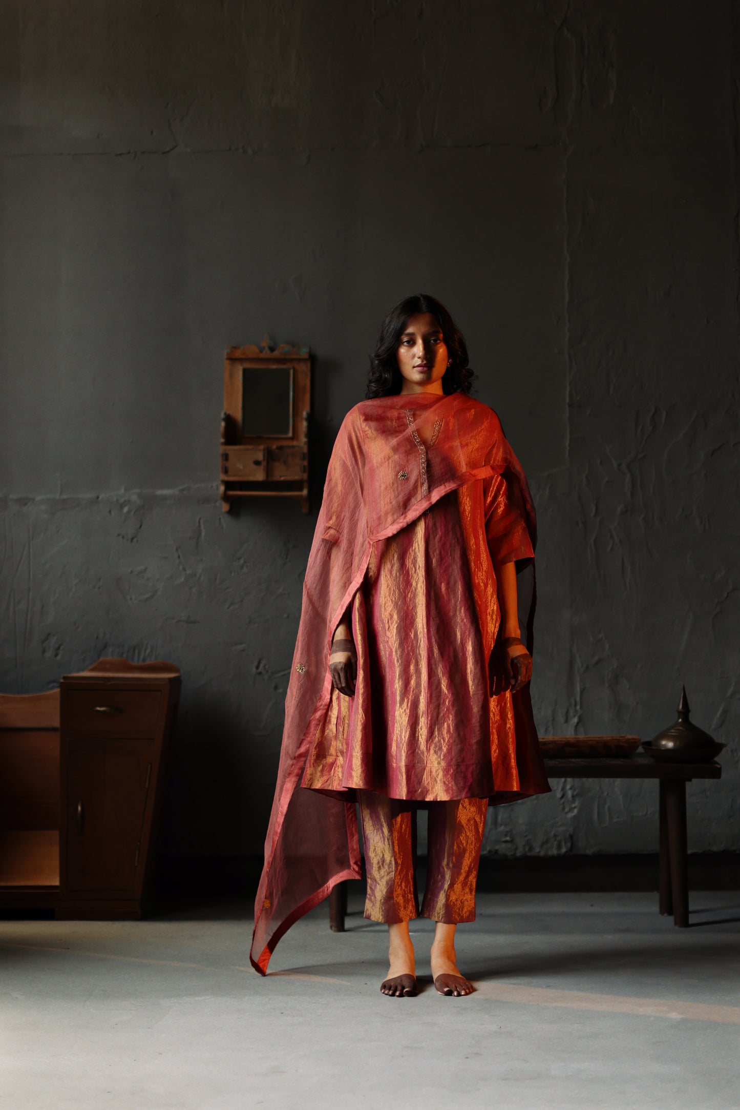 Dupatta in Amethyst Pink Silk Organza
