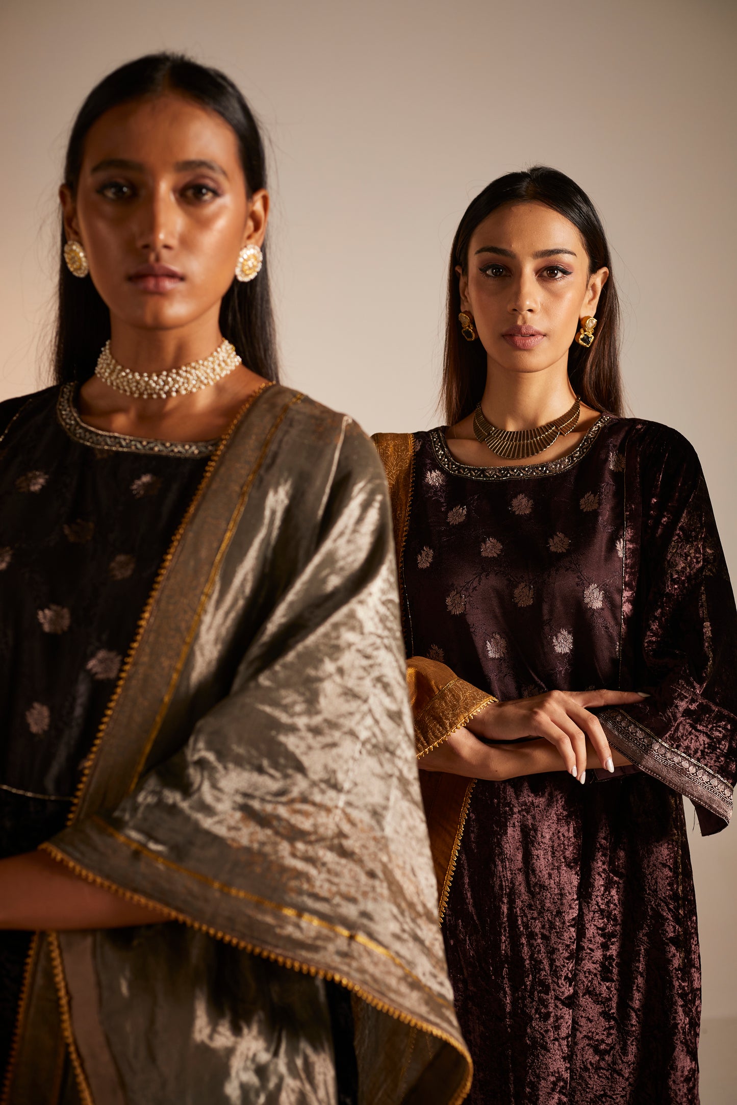 MD Kurta in Wine Velvet with Pants